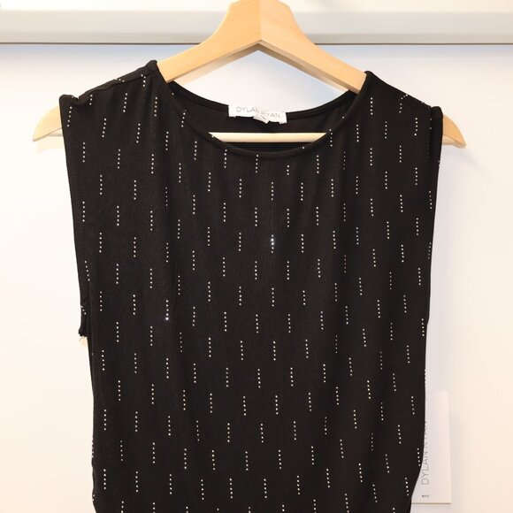 Dylan Ryan Black Sleeveless Top With Subtle Metallic Dotted Pattern - Size L - Picture 13 of 14